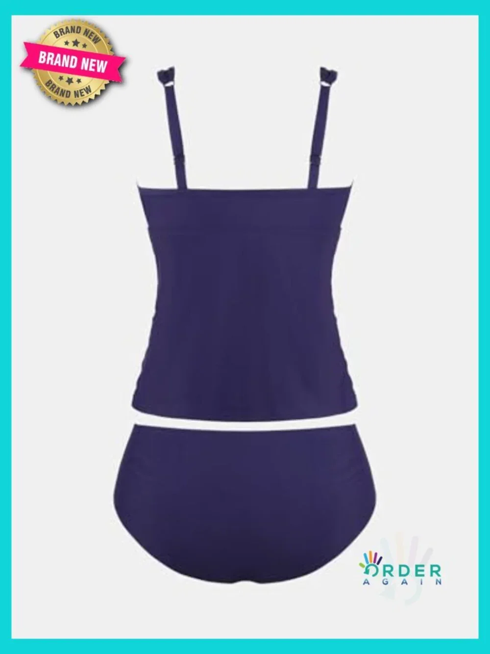 Plus Size Tankini Set Deep V Neck Mesh Two Piece Swimwear Adjustable Straps Mid